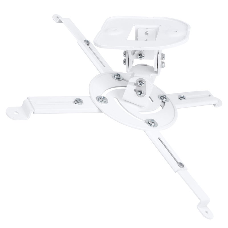 DYNAVISTA Full Motion Universal Projector Ceiling Mount Bracket with Adjustable Extendable Arms Rotating Swivel Tilt and Low Profile Mount for Home and Office Projector (White) - Image 1